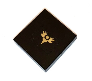 LEGO Black Tile 2 x 2 with Gold Emblem Sticker with Groove (3068)