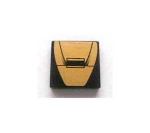LEGO Black Tile 2 x 2 with Gold Panel with lines Sticker with Groove (3068)