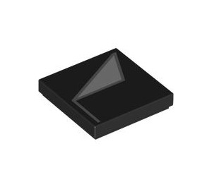 LEGO Zwart Tegel 2 x 2 met Grijs Triangle met groef (3068 / 104207)
