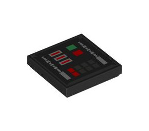 LEGO Black Tile 2 x 2 with Green and Red Buttons with Groove (3068 / 104326)