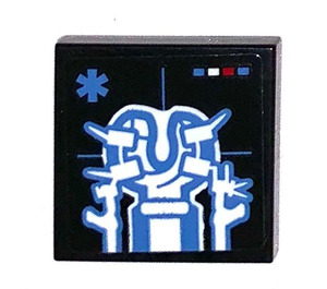 LEGO Black Tile 2 x 2 with Hand X-ray Sticker with Groove (3068)
