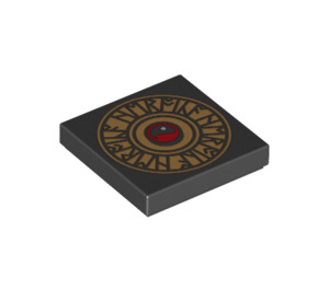 LEGO Black Tile 2 x 2 with Heroica Runes with Groove (3068 / 93954)