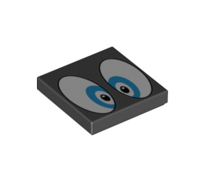 LEGO Schwarz Fliese 2 x 2 mit Iggy Augen mit Nut (3068 / 100440)