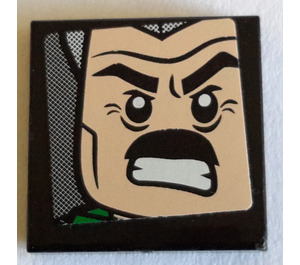 LEGO Black Tile 2 x 2 with J. Jonah Jameson Screen Sticker with Groove (3068)