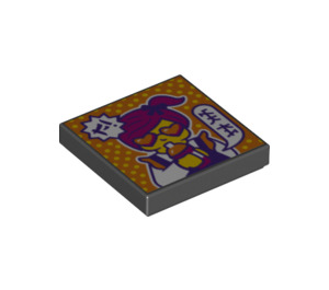 LEGO Black Tile 2 x 2 with Minifigure with Heart Glasses and Purple Hair with Groove (3068 / 75455)
