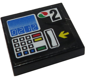 LEGO Schwarz Fliese 2 x 2 mit Octan Control Panel 2 Aufkleber mit Nut (3068)