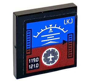 LEGO Black Tile 2 x 2 with Pilot Instruments Sticker with Groove (3068)