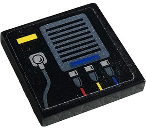 LEGO Schwarz Fliese 2 x 2 mit Radio Equipment  Aufkleber mit Nut (3068)
