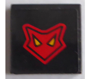 LEGO Black Tile 2 x 2 with Red Mask Sticker with Groove (3068)