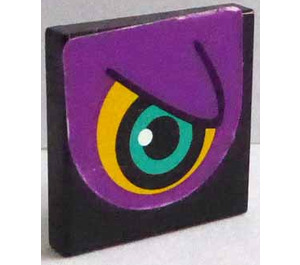 LEGO Black Tile 2 x 2 with right eye Sticker with Groove (3068)