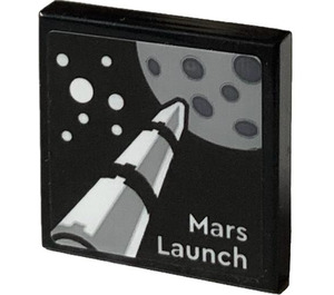 LEGO Noir Tuile 2 x 2 avec Screen avec Fusée, Moon et 'Mars Launch' Autocollant avec rainure (3068)