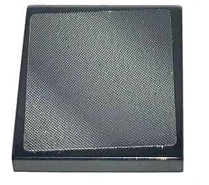 LEGO Black Tile 2 x 2 with Stilisized sidemirror Sticker with Groove (3068)