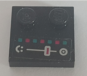 LEGO Noir Tuile 2 x 2 avec Goujons sur Bord avec buttons et slider Autocollant (33909)