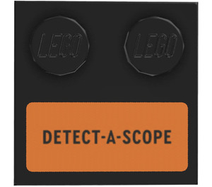 LEGO Black Tile 2 x 2 with Studs on Edge with ‘DETECT-A-SCOPE’ on Orange Background Sticker