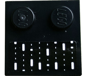 LEGO Zwart Tegel 2 x 2 met Studs Aan Rand met Wit Strepen en Dots Sticker (33909)