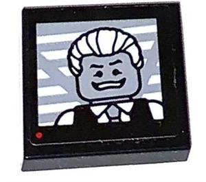 LEGO Noir Tuile 2 x 2 avec TV Screen avec Minifigure Autocollant avec rainure (3068)