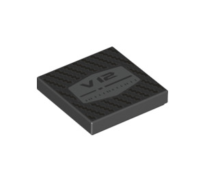 LEGO Black Tile 2 x 2 with V12 with Groove (3068 / 68206)