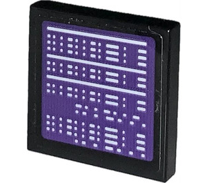 LEGO Schwarz Fliese 2 x 2 mit Violet Computer Screen mit Data Aufkleber mit Nut (3068)