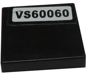 LEGO Zwart Tegel 2 x 2 met "VS60060" Sticker met groef (3068)