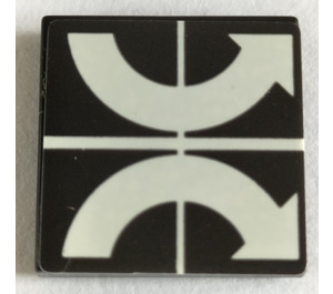 LEGO Black Tile 2 x 2 with White Counterclockwise and Clockwise Arrows Sticker with Groove (3068)