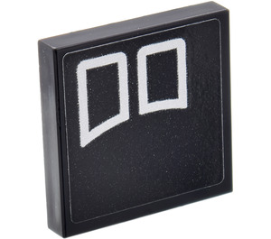 LEGO Zwart Tegel 2 x 2 met Wit Gebogen Squares Patroon Model Links Kant Sticker met groef (3068)