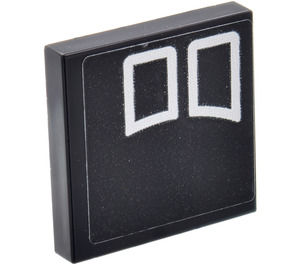 LEGO Black Tile 2 x 2 with White Curved Squares Pattern Model Right Side Sticker with Groove (3068)