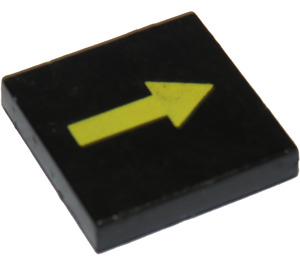 LEGO Black Tile 2 x 2 with Yellow Arrow with Groove (3068)