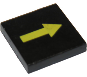 LEGO Black Tile 2 x 2 with Yellow Arrow with Groove (3068 / 81152)