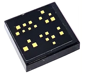 LEGO Black Tile 2 x 2 with Yellow Squares Sticker with Groove (3068)