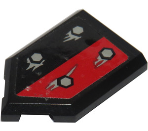 LEGO Black Tile 2 x 3 Pentagonal with half black, half red shield with bullet holes Sticker (22385)