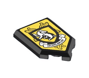 LEGO Black Tile 2 x 3 Pentagonal with HP 'HUFFLEPUFF' House Crest Sticker (22385)
