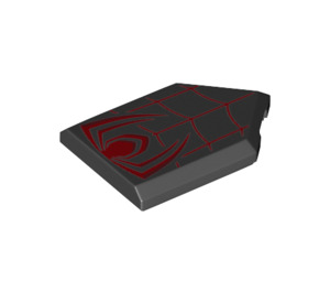 LEGO Black Tile 2 x 3 Pentagonal with Red Spider and Web (22385 / 100360)