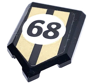 LEGO Black Tile 2 x 3 Pentagonal with Two golden stripes and 68 Sticker (22385)