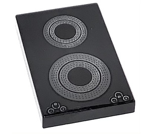 LEGO Svart Tile 2 x 3 med 2 Cooktops (26603 / 78502)