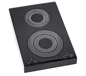 LEGO Black Tile 2 x 3 with 2 Cooktops (26603 / 78502)