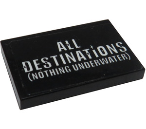 LEGO Musta Laatta 2 x 3 jossa 'All Destinations' Tarra (26603)