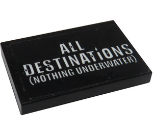 LEGO Zwart Tegel 2 x 3 met 'All Destinations' Sticker (26603)