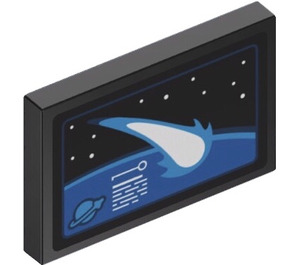 LEGO Black Tile 2 x 3 with Asteroid Tracker Screen Sticker (26603)