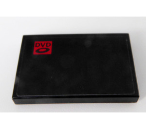 LEGO Black Tile 2 x 3 with 'DVD' in Red Square Sticker (26603)