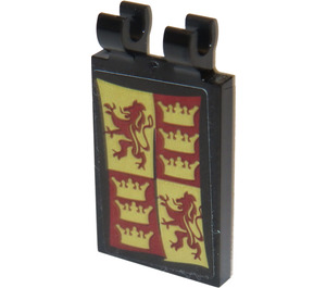 LEGO Zwart Tegel 2 x 3 met Horizontaal Clips met Gryffindor Banner Sticker (Dikke open 'O'-clips) (30350)