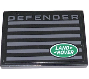 LEGO Black Tile 2 x 3 with Land Rover Defender Grille Sticker (26603)