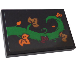 LEGO Black Tile 2 x 3 with Leaves on Creeper (Left Side) Sticker (26603)