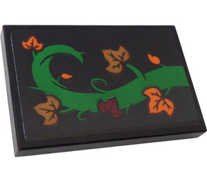LEGO Black Tile 2 x 3 with Leaves on Creeper (Right Side) Sticker (26603)