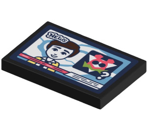 LEGO Black Tile 2 x 3 with News Reader on TV Screen Sticker (26603)