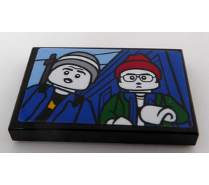 LEGO Black Tile 2 x 3 with Two Minifigures in Hats Sticker (26603)
