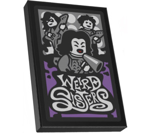 LEGO Black Tile 2 x 3 with ‘WEIRD SISTERS’ Band Poster