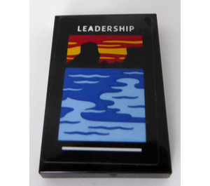 LEGO Black Tile 2 x 3 with White 'LEADERSHIP' and Landscape Sticker (26603)