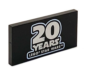 LEGO Czarny Gładka płytka 2 x 4 z '20 YEARS LEGO STAR WARS' (50399 / 87079)