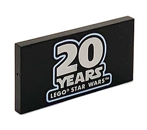 LEGO Schwarz Fliese 2 x 4 mit '20 YEARS LEGO STAR WARS' (50399 / 87079)