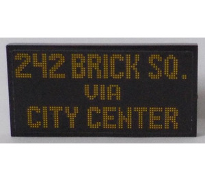 LEGO Noir Tuile 2 x 4 avec '242 Brique SQ. VIA CITY Centre' Autocollant (87079)